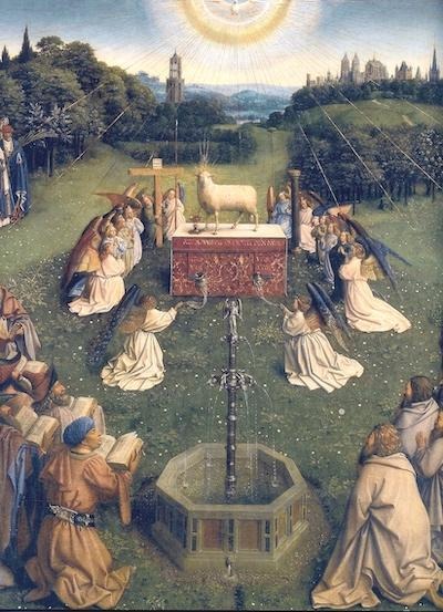 A painting of a religious gathering

Description automatically generated
